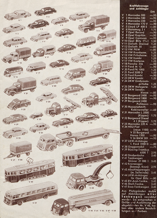 Siku Verkehrsmodelle Katalog 1959