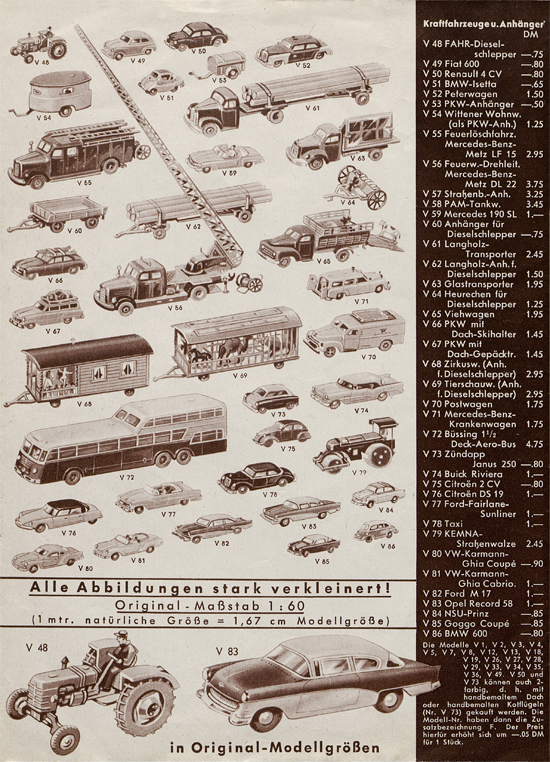 Siku Verkehrsmodelle Katalog 1959