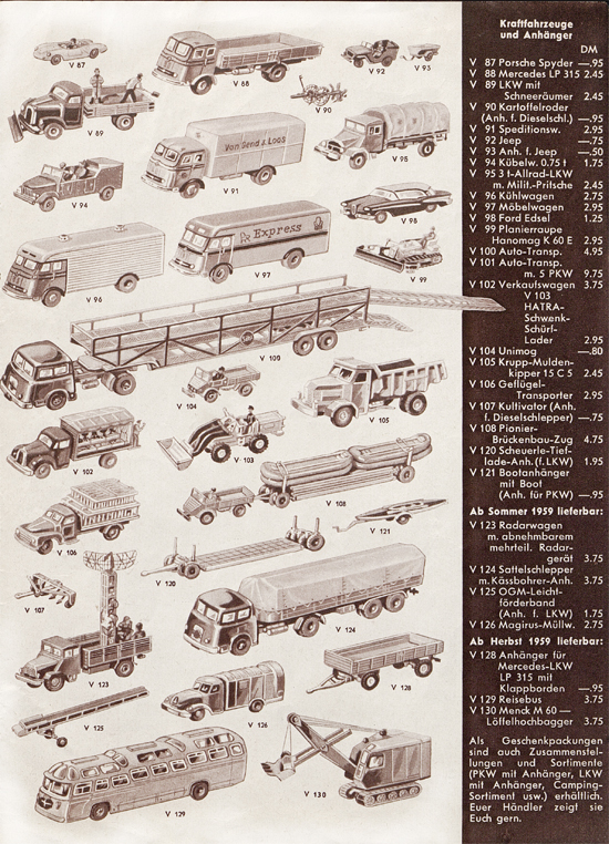 Siku Verkehrsmodelle Katalog 1959