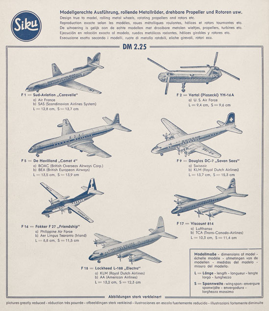 Seite 3 Siku Katalog 1960, Siku Flugmodelle 1960