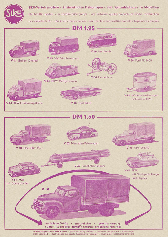 Siku Verkehrsmodelle Katalog 1960