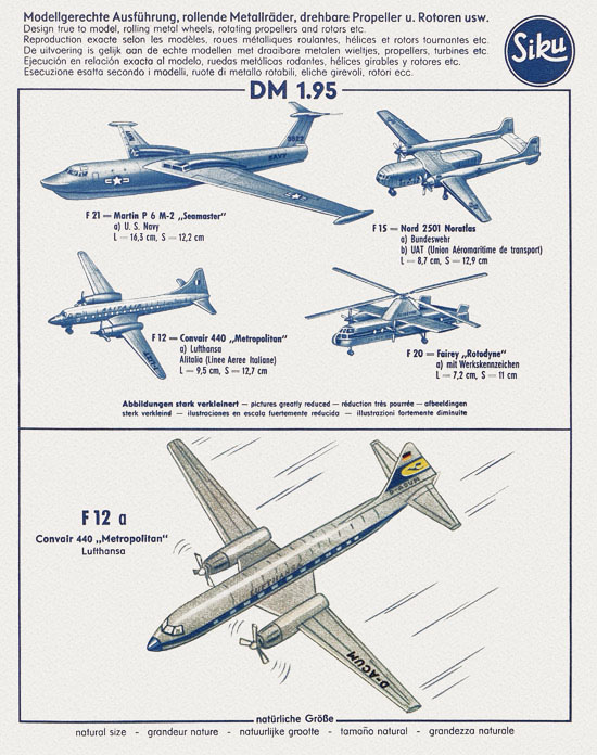 Siku Verkehrsmodelle und Flugmodelle Katalog 1961