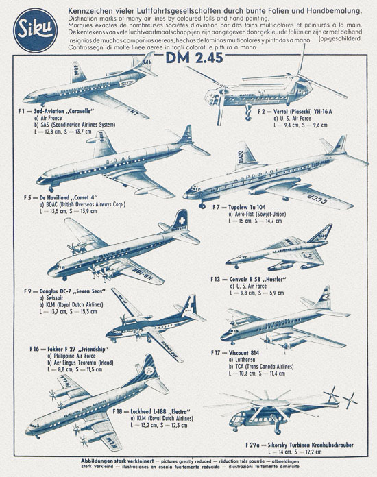 Siku Verkehrsmodelle und Flugmodelle Katalog 1961