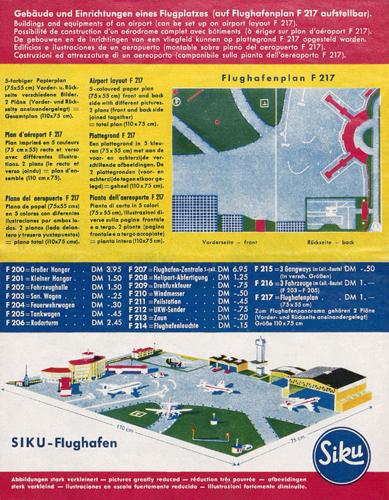 Siku Katalog 1963, Bildpreisliste 1963, Verkehrsmodelle und Flugmodelle 1963