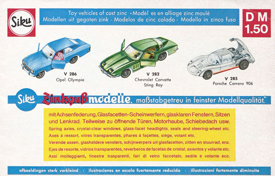 Siku Katalog 1968, Preisliste 1968, Bildpreisliste 1968, Verkehrsmodelle 1968