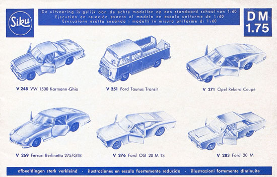 Siku Katalog 1968, Preisliste 1968, Bildpreisliste 1968, Verkehrsmodelle 1968