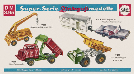 Siku Super Serie Zinkguß-Modelle Katalog 1970