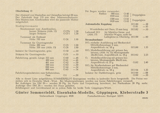 Sommerfeldt Oberleitungen Katalog 1951-1952