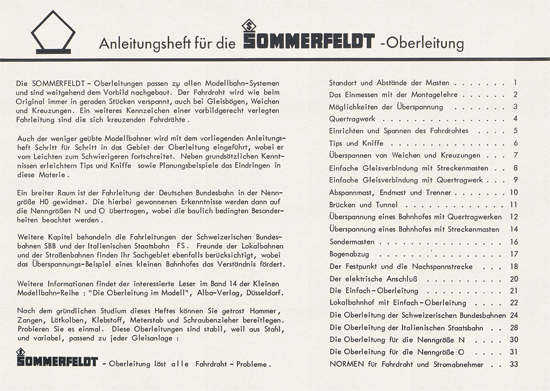 Sommerfeldt Anleitungsheft für Oberleitungen 1975