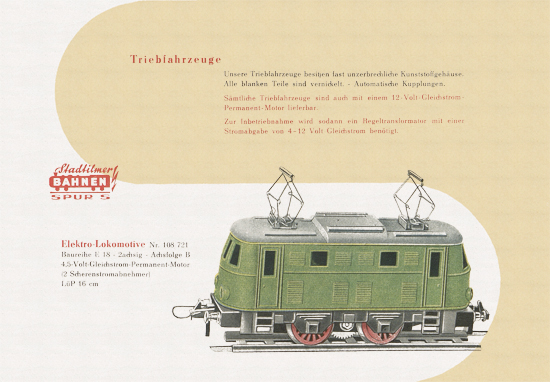 Stadtilmer Bahnen Spur S Katalog 1959