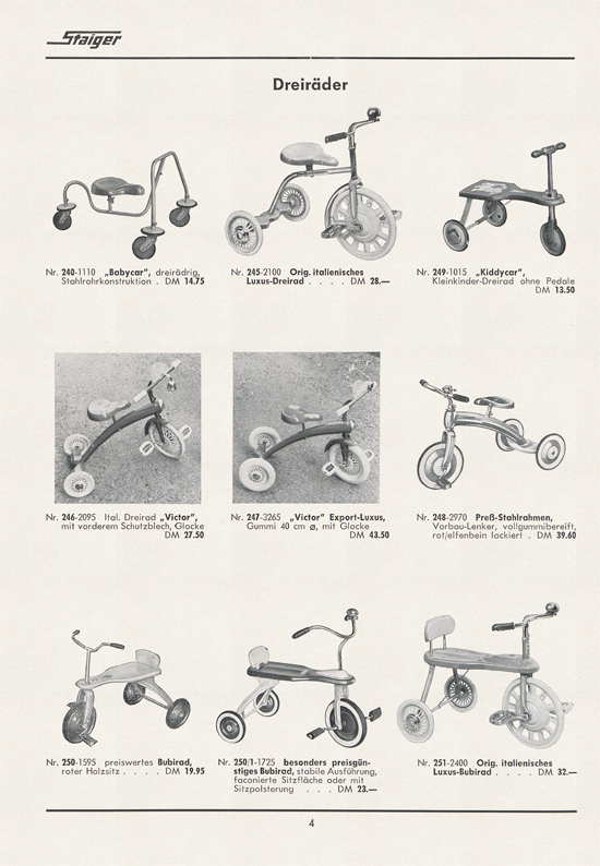 Staiger Kinderfahrzeuge 1961