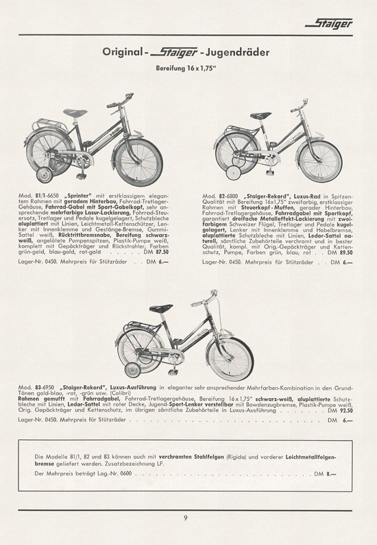 Staiger Kinderfahrzeuge 1961