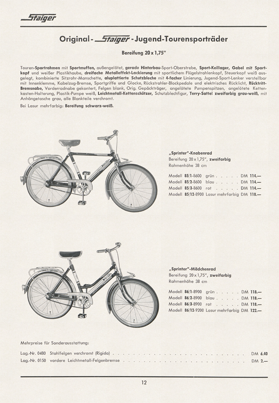 Staiger Kinderfahrzeuge 1961