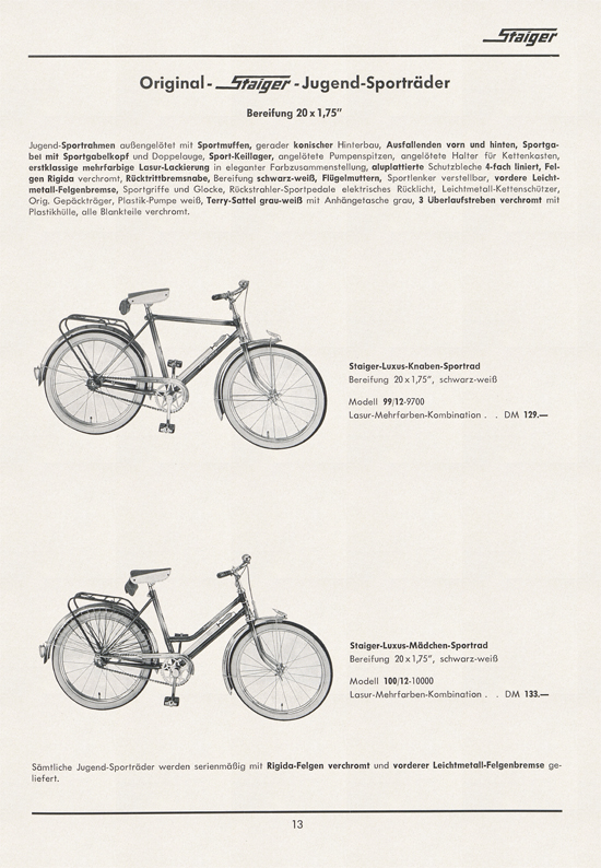 Staiger Kinderfahrzeuge 1961