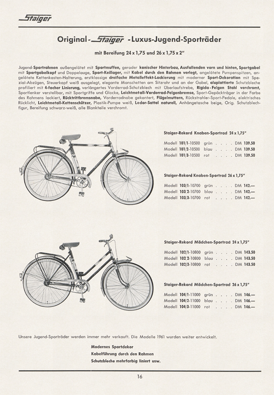 Staiger Kinderfahrzeuge 1961