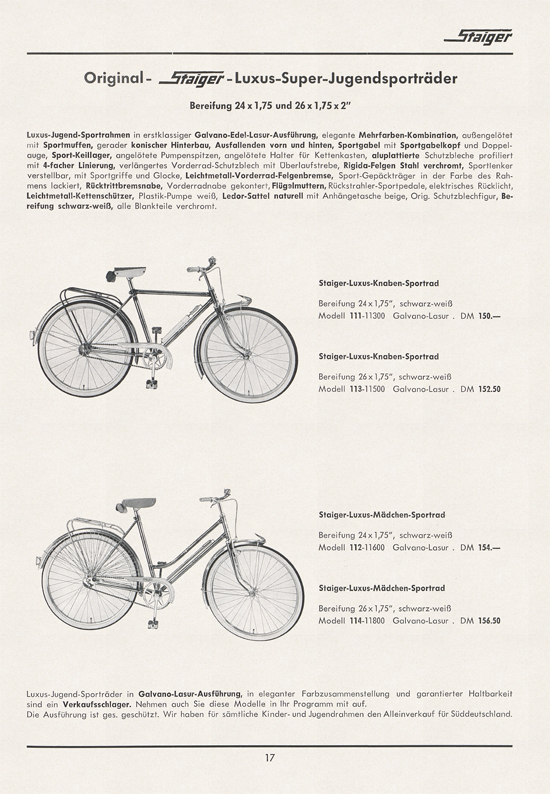 Staiger Kinderfahrzeuge 1961