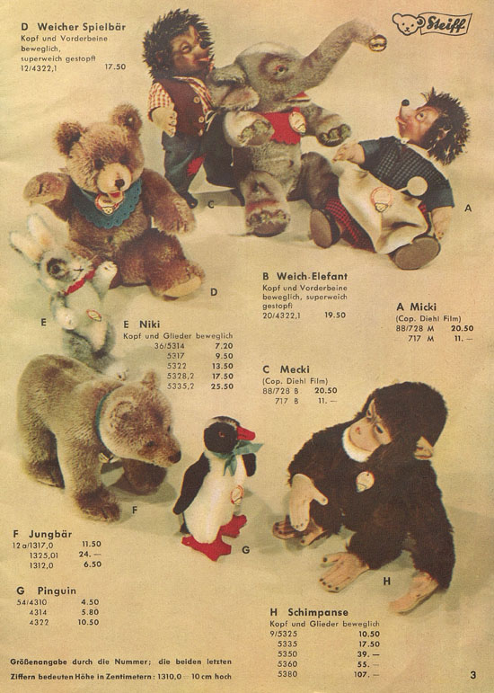 Seite 3 Margarete Steiff Katalog 1953