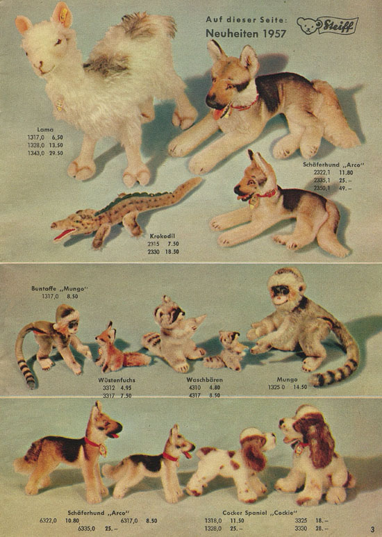 Seite 3 Steiff Der Zoo fürs Kind Katalog 1957