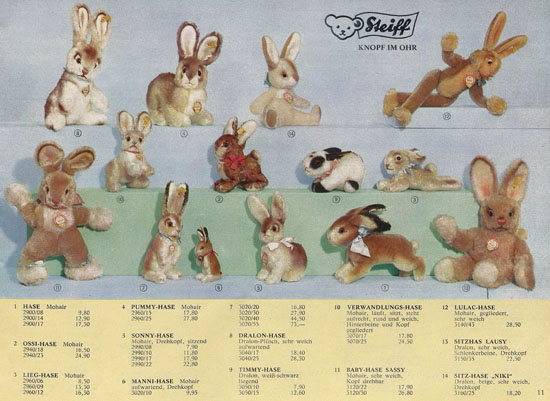 Seite 11 Margarete Steiff Katalog KAD 70 1970