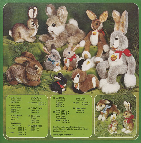 Seite 21 Margarete Steiff Katalog 1976