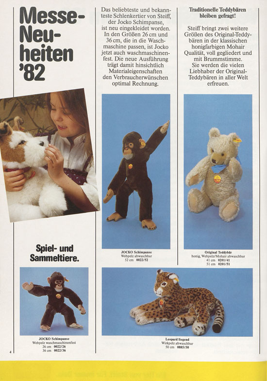 Seite 4 Margarete Steiff Verkaufsprogramm 1982