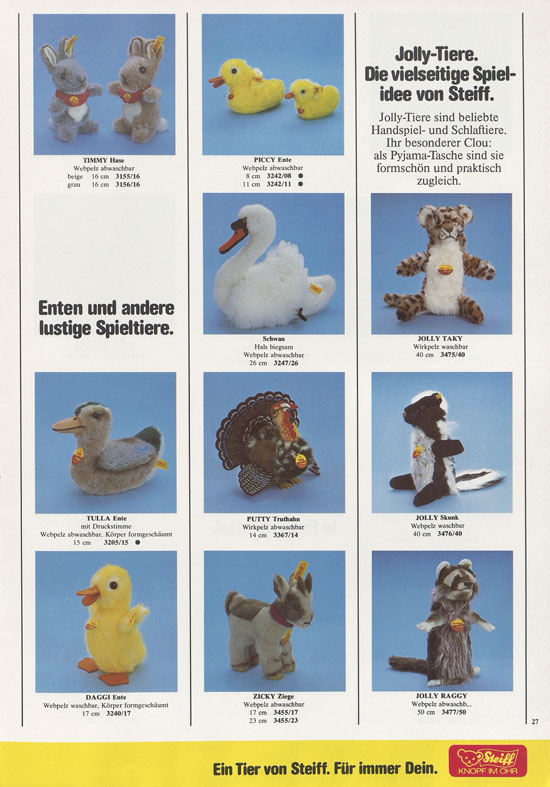 Seite 27 Margarete Steiff Verkaufsprogramm 1982