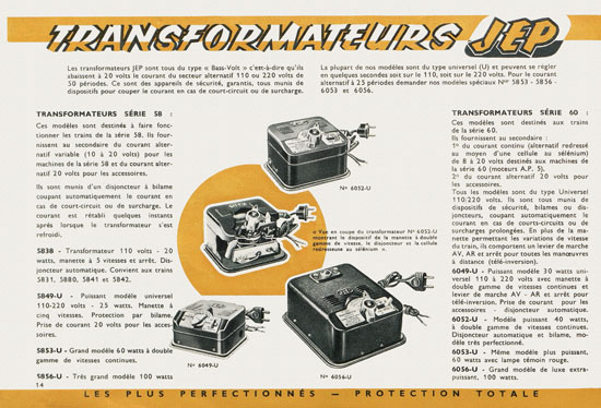 Trains JEP catalogue 1956