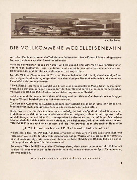 Seite 3 Trix Katalog 1937-1938
