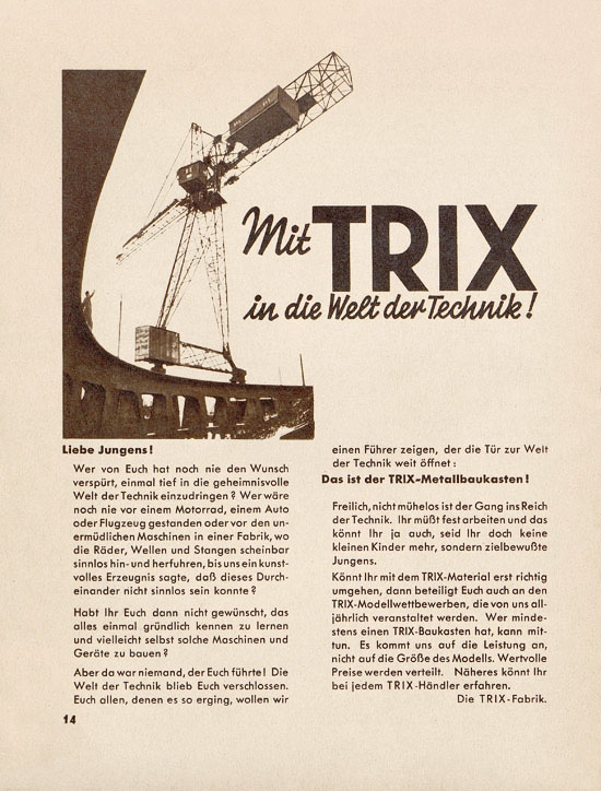 Seite 16 Trix Katalog 1937-1938