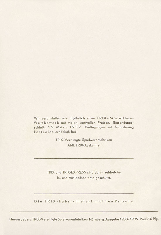 Seite 2 Trix Katalog 1938-1939