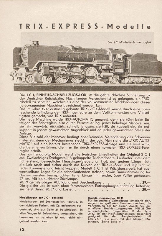 Seite 14 Trix Katalog 1938-1939