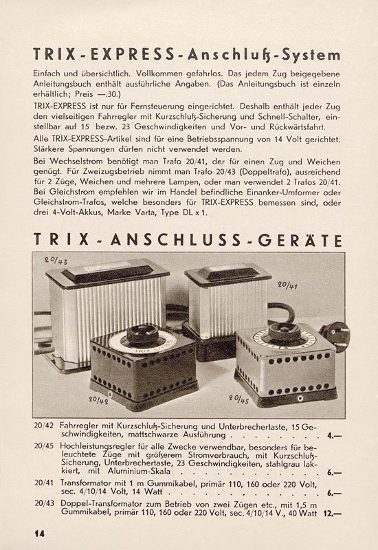 Seite 16 Trix Katalog 1938-1939