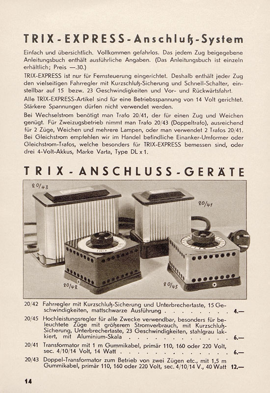 Trix Katalog 1938-1939