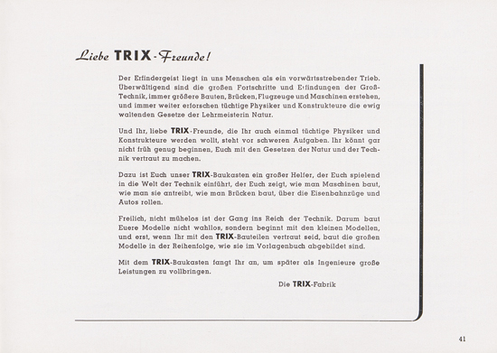 Trix Katalog 1952