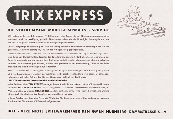 Seite 3 Trix-Express Katalog 1954