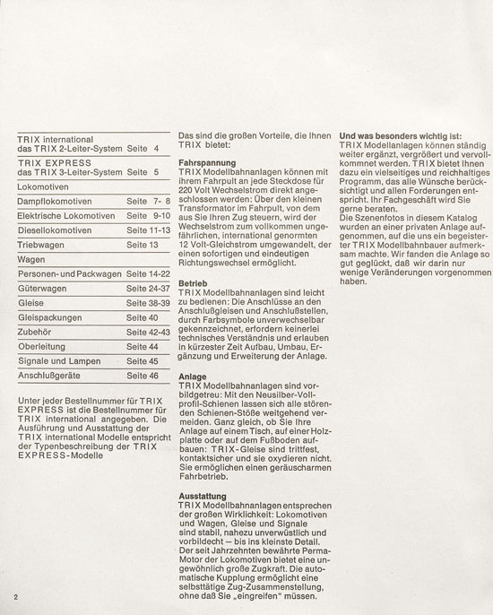 Seite 2 Trix Katalog 1966