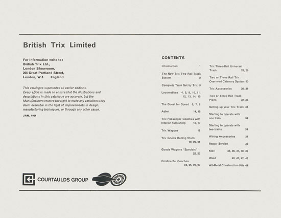 TRIX catalogue U.K. Edition 1964