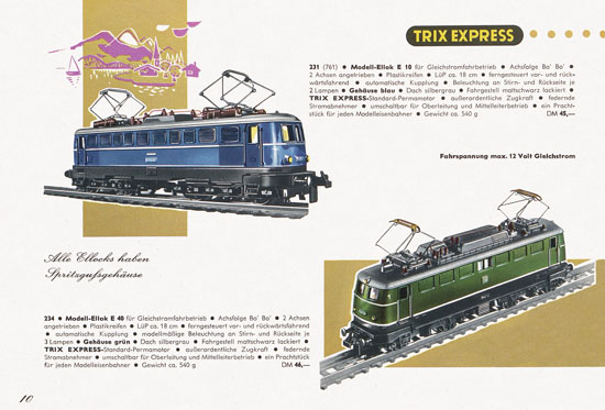 Trix Express Katalog Spur H0 1960-1961