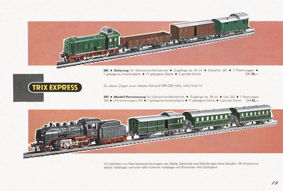 Trix Express Katalog Spur H0 1960-1961