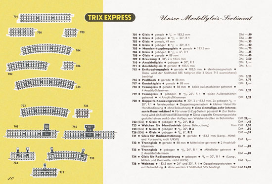 Trix Express Katalog Spur H0 1960-1961