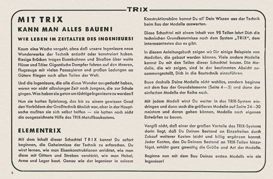 Trix Vorlagenbuch für den Elementrix 1952