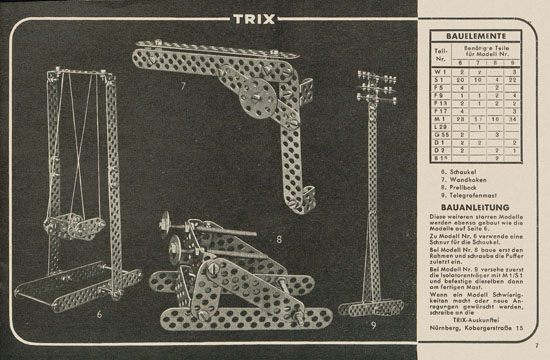 Trix Vorlagenbuch für den Elementrix 1952