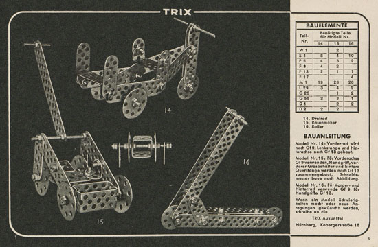 Trix Vorlagenbuch für den Elementrix 1952