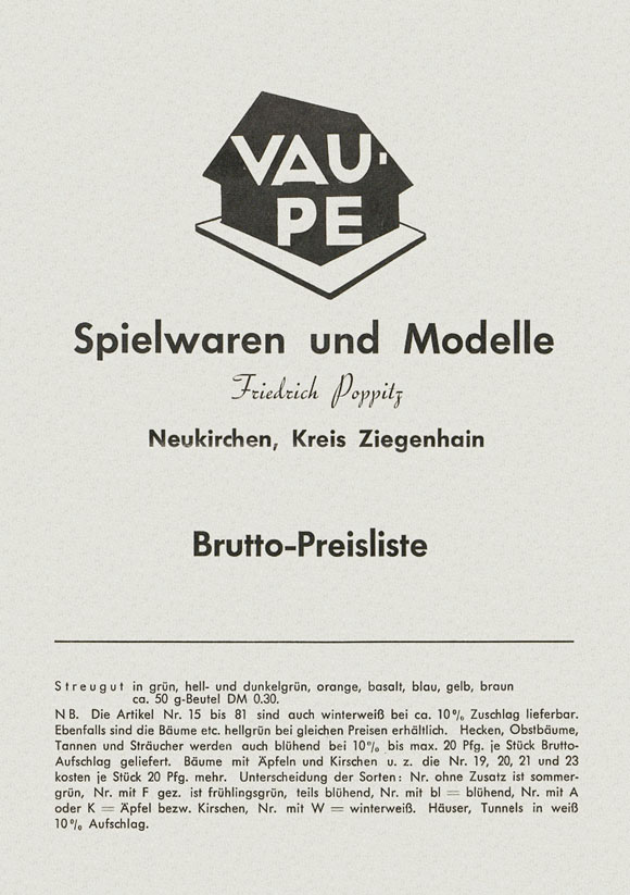 Vau-Pe Brutto-Preisliste 1954