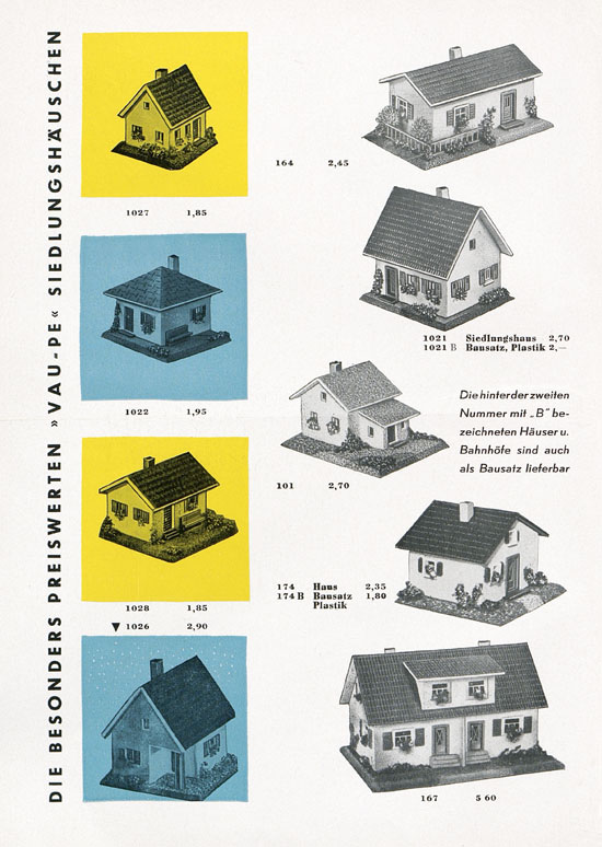 Vau-Pe Modellauswahl Zubehör 1960