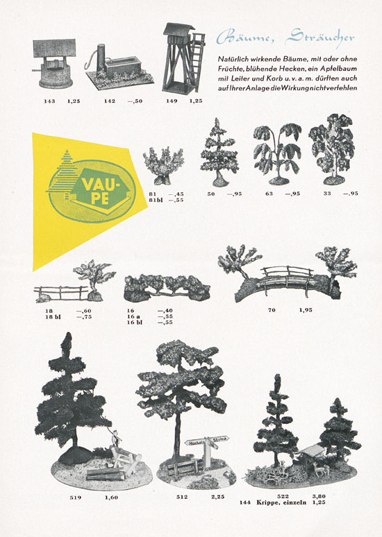 Vau-Pe Modellauswahl Zubehör 1960