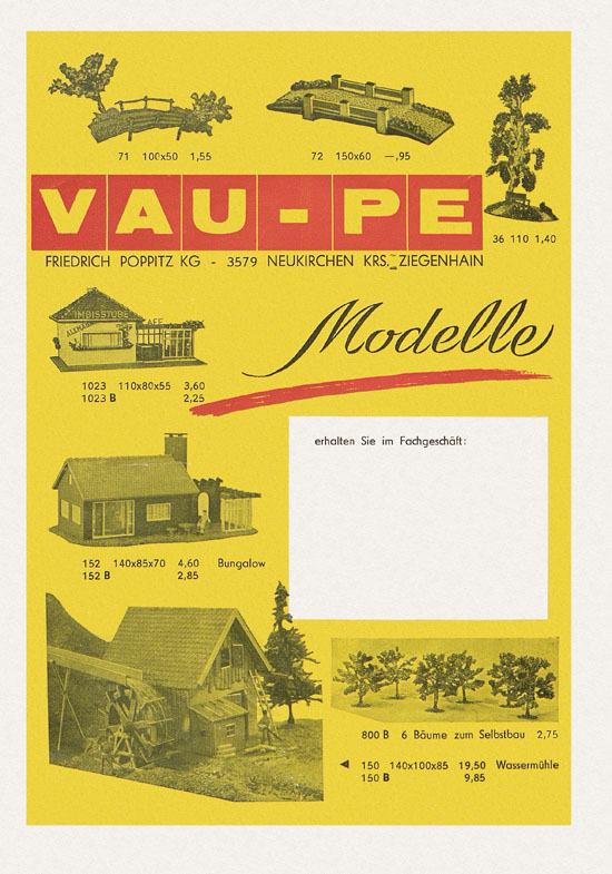 Vau-Pe Modellauswahl 1962