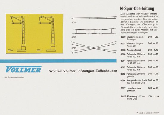 Vollmer Katalog Spur N 1967-68