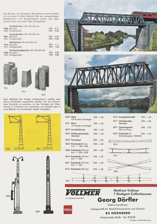Seite 6 Vollmer Katalog Spur N 1968-69
