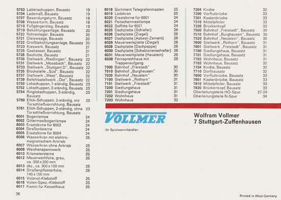 Seite 36 Vollmer Katalog 1967-1968